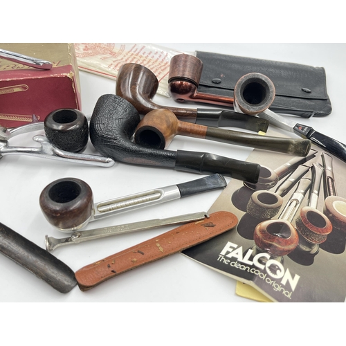 2268 - A collection of smoking pipes to include Polo Piper Briars, Alco Universal, Falcon etc. together wit... 