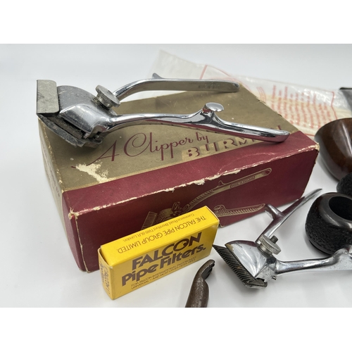 2268 - A collection of smoking pipes to include Polo Piper Briars, Alco Universal, Falcon etc. together wit... 