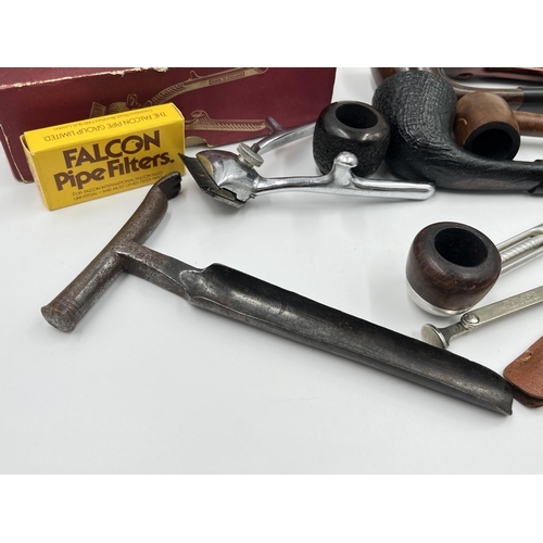 2268 - A collection of smoking pipes to include Polo Piper Briars, Alco Universal, Falcon etc. together wit... 