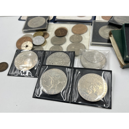 2294 - A collection of worldwide coins and bank notes to include 1876 silver five francs, 1941 United State... 