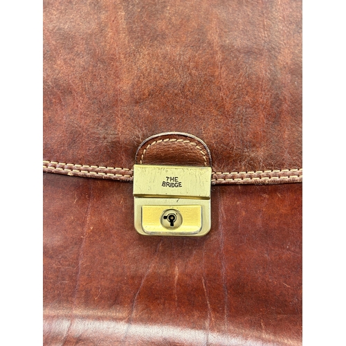 450 - A The Bridge brown leather satchel with dust cover