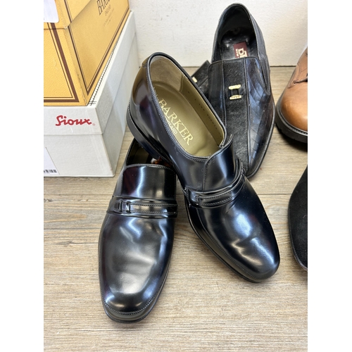 457 - Four pairs of shoes to include Crockett & Jones Devon black suede size 7, Barker England Campbell bl... 