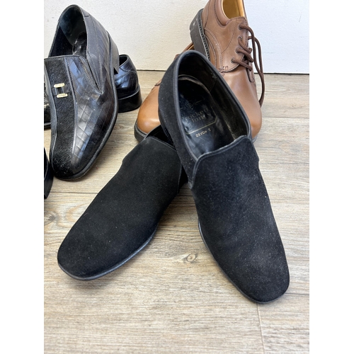 457 - Four pairs of shoes to include Crockett & Jones Devon black suede size 7, Barker England Campbell bl... 