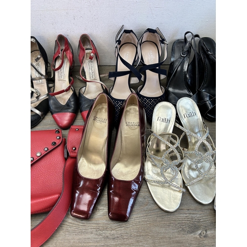 466 - A collection of women's shoes and handbags to include Werner Kern high heels, Freed of London high h... 