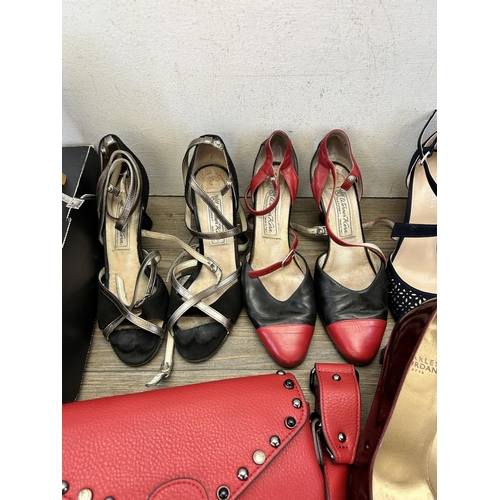 466 - A collection of women's shoes and handbags to include Werner Kern high heels, Freed of London high h... 