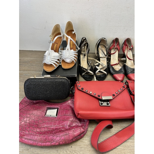 466 - A collection of women's shoes and handbags to include Werner Kern high heels, Freed of London high h... 