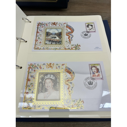 469 - Three First Day cover albums, two The Queen's Golden Jubilee and one 22ct Golden Replicas of British... 