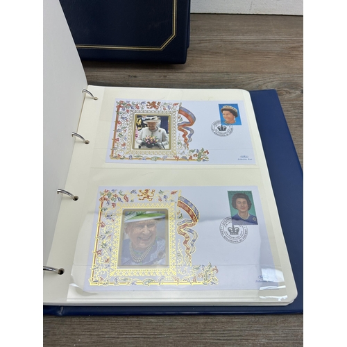 469 - Three First Day cover albums, two The Queen's Golden Jubilee and one 22ct Golden Replicas of British... 