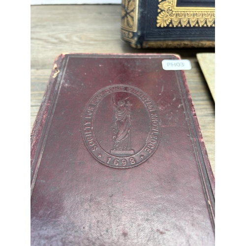 470 - Three 19th century items, one indenture dated 4th January 1868, one Holy Bible and one Bunyan's Pilg... 