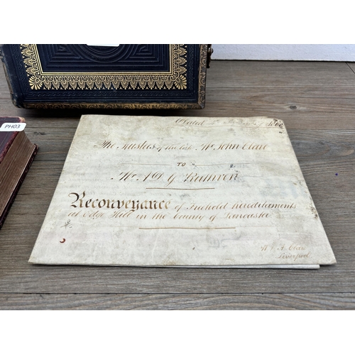 470 - Three 19th century items, one indenture dated 4th January 1868, one Holy Bible and one Bunyan's Pilg... 