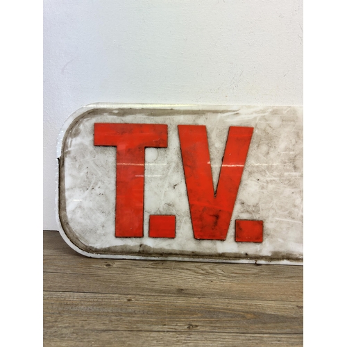 489 - A T.V. Repairs perspex advertising sign - approx. 30cm high x 120cm wide