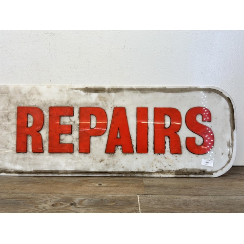 489 - A T.V. Repairs perspex advertising sign - approx. 30cm high x 120cm wide