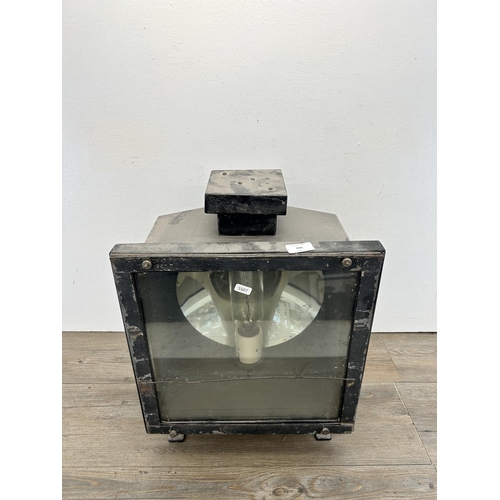 496 - A mid 20th century Major black metal theatre light - approx. 50cm high x 40cm wide