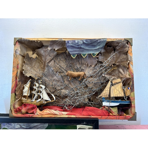 509 - Three dioramas - largest approx. 36cm high x 56cm wide