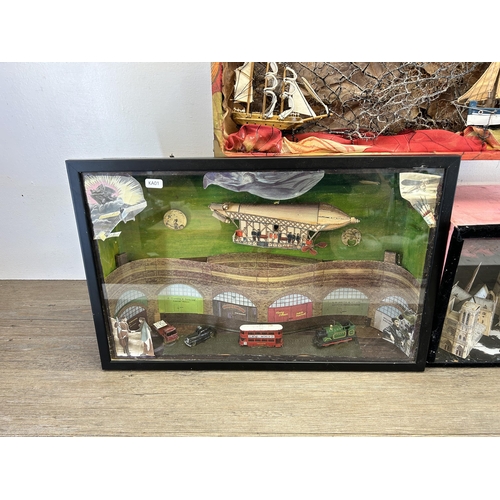 509 - Three dioramas - largest approx. 36cm high x 56cm wide