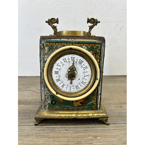 515 - A 19th century French Grand Prix De L'Horlogerie 1878 Chinoiserie enamel cased carriage alarm clock ... 