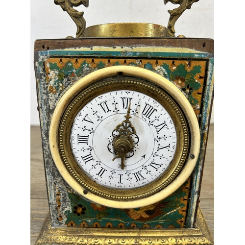 515 - A 19th century French Grand Prix De L'Horlogerie 1878 Chinoiserie enamel cased carriage alarm clock ... 