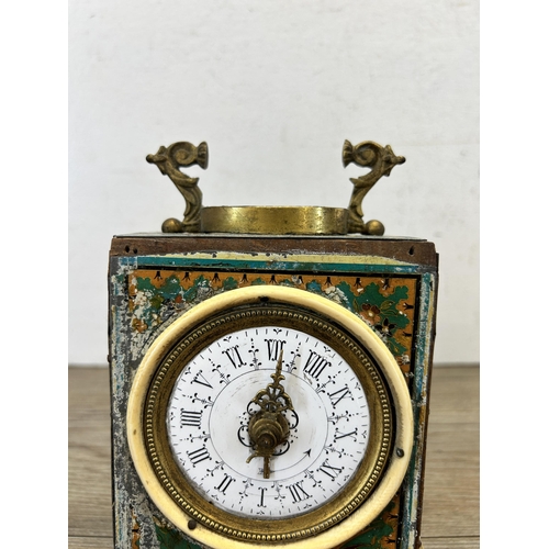 515 - A 19th century French Grand Prix De L'Horlogerie 1878 Chinoiserie enamel cased carriage alarm clock ... 