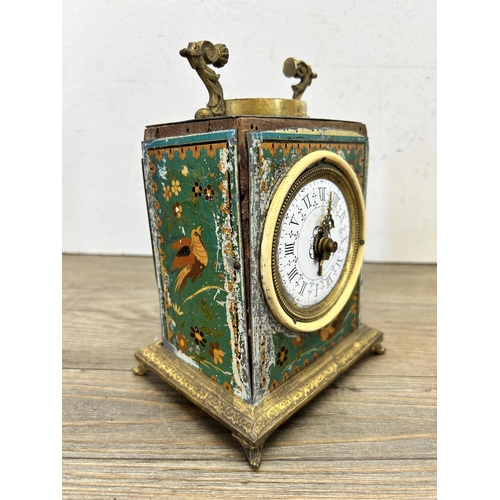 515 - A 19th century French Grand Prix De L'Horlogerie 1878 Chinoiserie enamel cased carriage alarm clock ... 