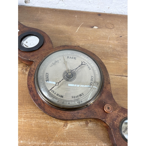 534 - An early 19th century mahogany cased barometer - approx. 95cm high