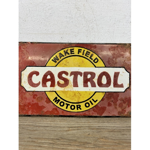 546 - A reproduction Castrol enamel sign - approx. 17cm high x 28cm wide