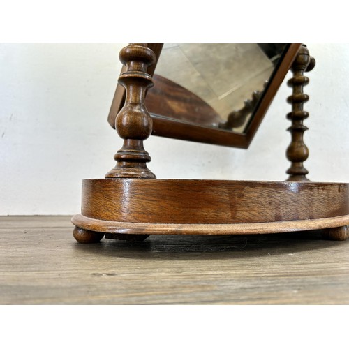 529 - A Victorian mahogany swing dressing table mirror with turned supports - approx. 50cm high x 34cm wid... 