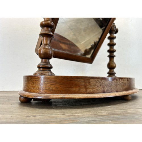 529 - A Victorian mahogany swing dressing table mirror with turned supports - approx. 50cm high x 34cm wid... 