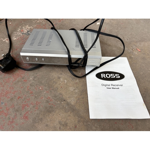 899 - A box containing Ross digital receiver, boxed set of 5 35w pressed steel downlights, sealed MK junct... 