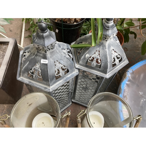 875 - Two pairs of outdoor hanging lanterns - largest approx. 65cm high