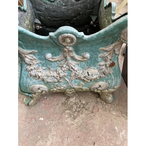 886A - A 19th century style cast metal planter - approx. 35cm high x 37cm square