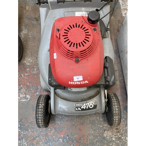 889 - A Honda HRB476C petrol lawn mower