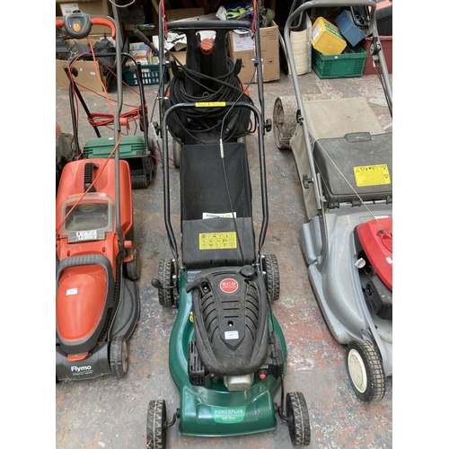 890 - A PowerPlus garden POW63771 98.5cc petrol lawn mower with instruction manual