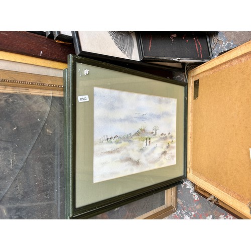 934 - A large collection of antique and later framed pictures and mirrors