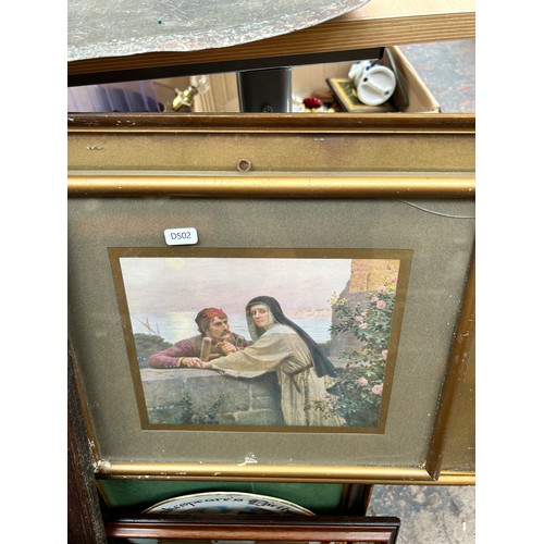 934 - A large collection of antique and later framed pictures and mirrors