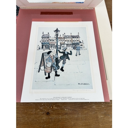 275 - Three items, one Margaret Chapman The News Boys pencil signed print, one David Newman gallery exhibi... 