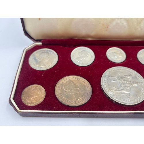 2294A - A cased 1953 Elizabeth II crown to farthing ten proof coin set