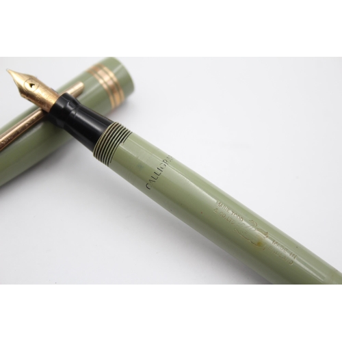 2282 - A Mabie Todd Swan Calligraph green fountain pen with 14ct gold nib