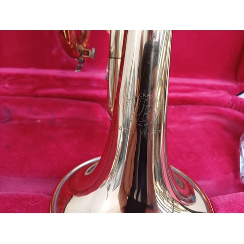 646 - A cased John Packer Ltd JP271SW B♭ Cornet with Denis Wick size 2 silver plated and John Packer mouth... 