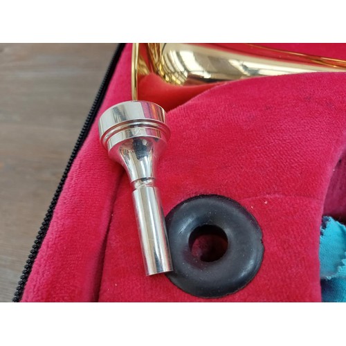 646 - A cased John Packer Ltd JP271SW B♭ Cornet with Denis Wick size 2 silver plated and John Packer mouth... 