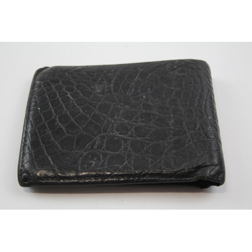 2336 - A Mulberry England black leather crocodile effect men's wallet - approx. 12.5cm wide x 9.5cm high