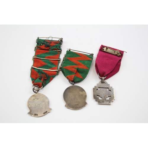 2343 - Three hallmarked sterling silver medals to include two Drivers Awards etc. - approx. gross weight 65... 