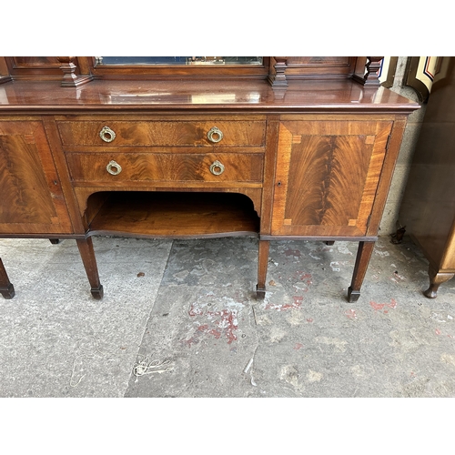 1 - A 19th century inlaid mahogany mirror back sideboard - approx. 191cm high x 182cm wide x 60cm deep (... 