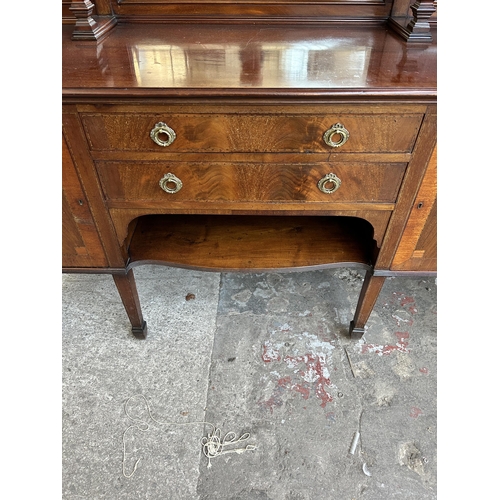 1 - A 19th century inlaid mahogany mirror back sideboard - approx. 191cm high x 182cm wide x 60cm deep (... 