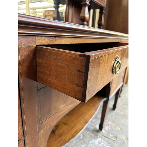 1 - A 19th century inlaid mahogany mirror back sideboard - approx. 191cm high x 182cm wide x 60cm deep (... 