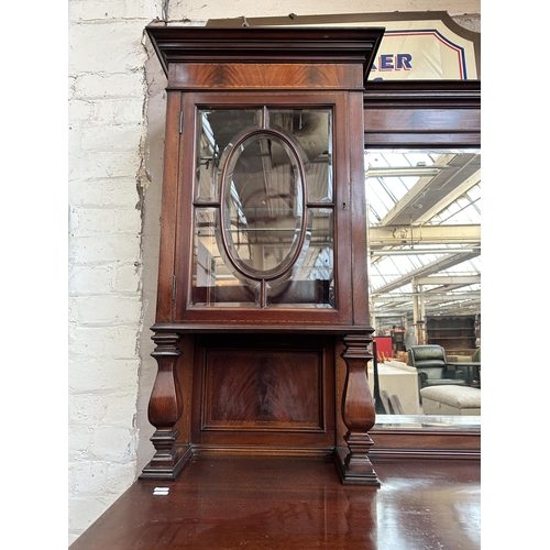 1 - A 19th century inlaid mahogany mirror back sideboard - approx. 191cm high x 182cm wide x 60cm deep (... 