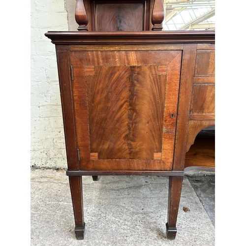 1 - A 19th century inlaid mahogany mirror back sideboard - approx. 191cm high x 182cm wide x 60cm deep (... 