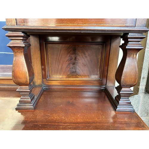 1 - A 19th century inlaid mahogany mirror back sideboard - approx. 191cm high x 182cm wide x 60cm deep (... 