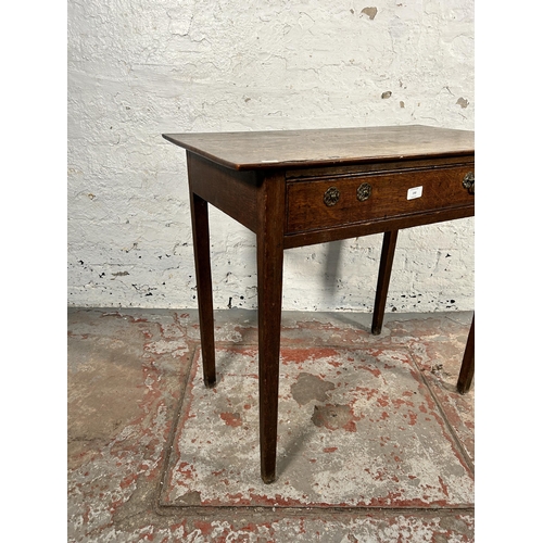 150 - A Georgian oak single drawer side table - approx. 72cm high x 79cm wide x 42cm deep