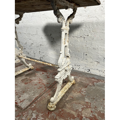 159 - A Victorian R. H. Connor cast iron garden table with later added top - approx. 75cm high x 48cm wide... 