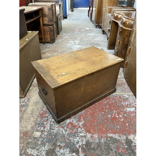 19 - A Victorian pine blanket box - approx. 45cm high x 82cm wide x 48cm deep